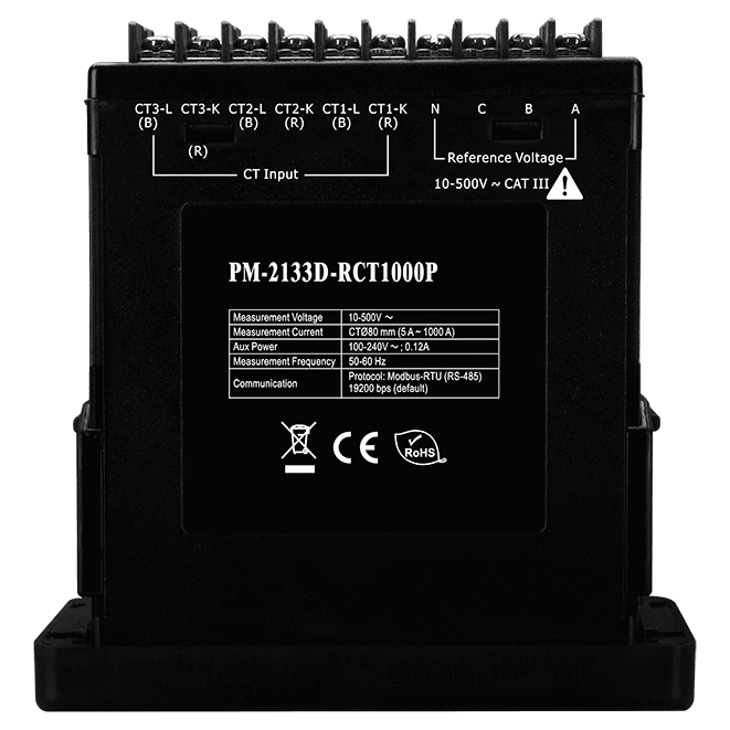 PM-2133D-RCT1000P 3-Phase Power Meter, Modbus RTU, 1000 A Rogowski CT