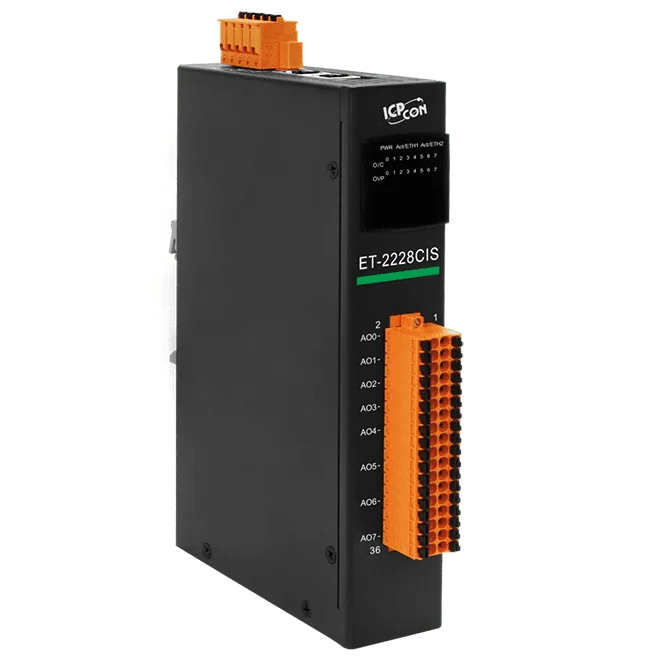 ET-2228CIS Ethernet I/O Module, 8-ch Analog Output with 2-port Switch
