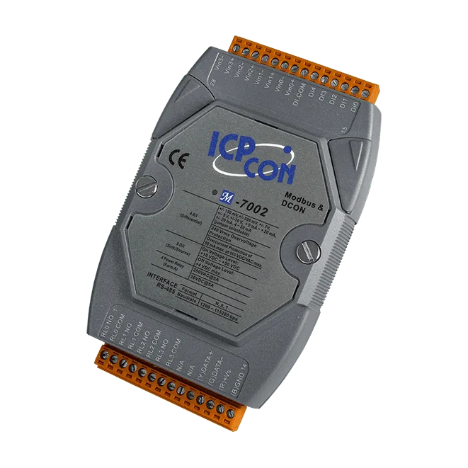 M-7002-G RS-485 I/O Module, 4-ch Analog Input, 5-ch DI, 4-ch Relay