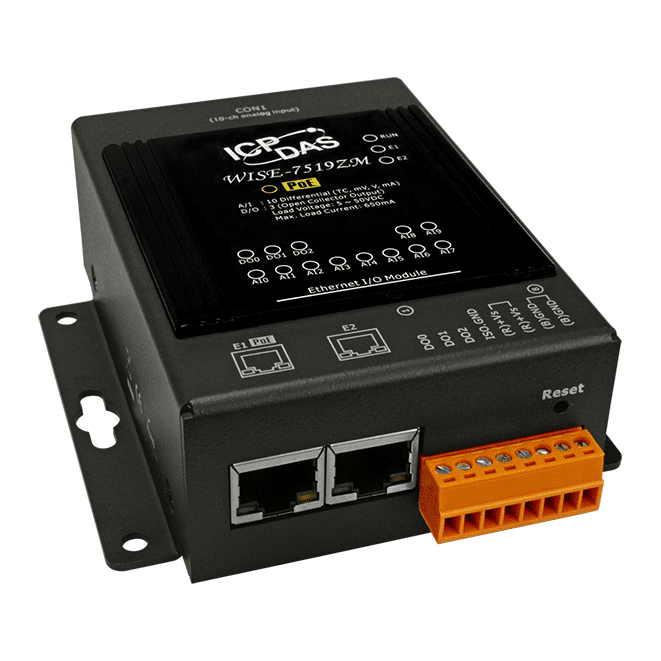 WISE-7519ZM/S Intelligent MQTT I/O Module with 2-port Ethernet Switch, 10-ch AI, 3-ch DO and PoE