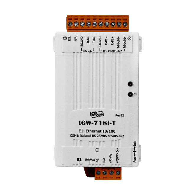 tGW-718i-T Modbus TCP to RTU/ASCII Gateway, 1-port Isolated RS-232/422/485