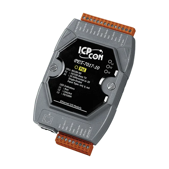 PET-7017-10 PoE Ethernet I/O Module, 10/20-ch Analog Input