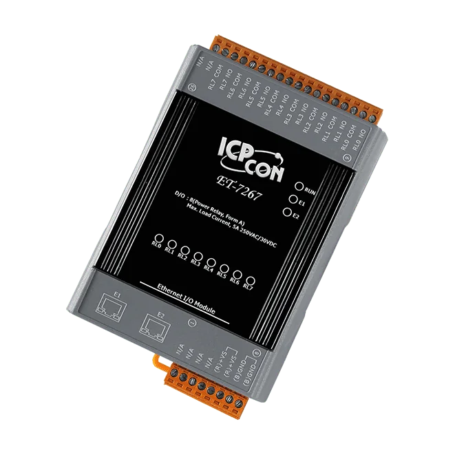 ET-7267 Ethernet I/O Module, 8-ch Power Relay with 2-port Switch