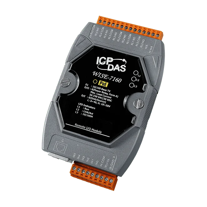 WISE-7160 Intelligent PoE I/O Module, 6-ch DI and 6-ch Power Relay