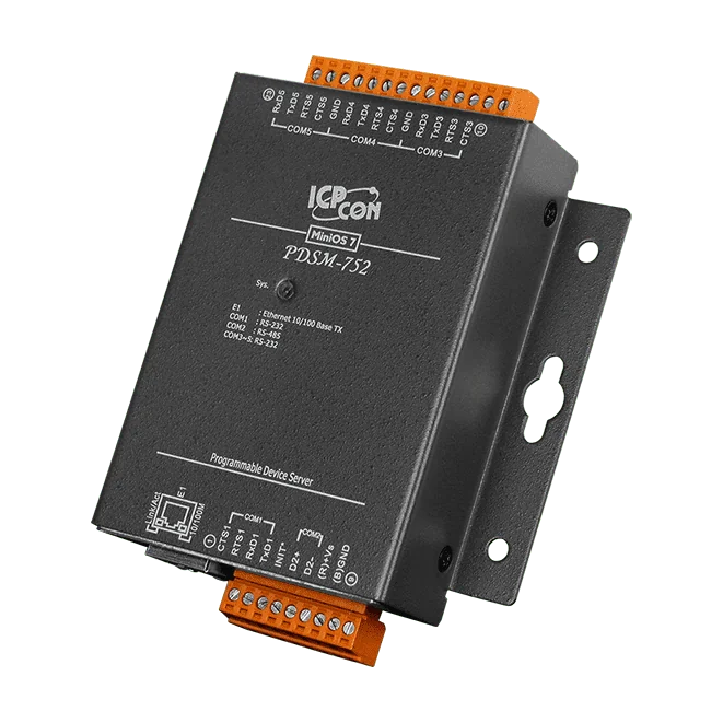 PDSM-752 Programmable Serial-to-Ethernet Device Server, 4x RS-232 and 1x RS-485