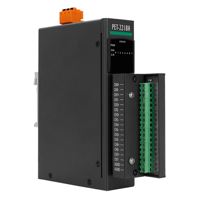 PET-2218H/S1 PoE I/O Module with 2-port Ethernet Switch, 8-ch High Speed Thermocouple Input, 100 S/s