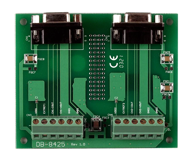 DB-8425/DIN Dual Female DB9 to Screw Terminal Board, DIN-rail, for PISO-DA2U