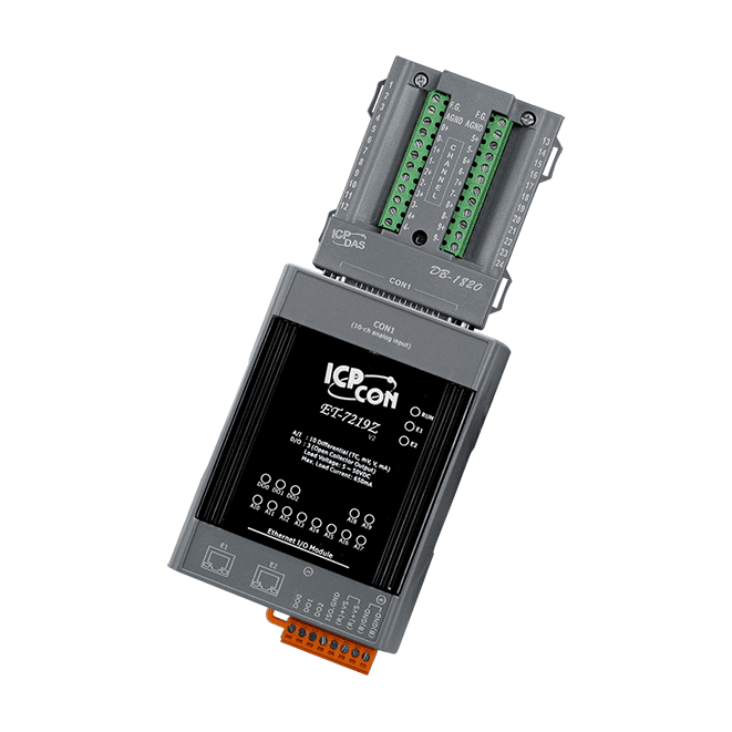 ET-7219Z/S Ethernet I/O Module with 2-port Ethernet Switch, Universal 10-ch AI, 3-ch DO