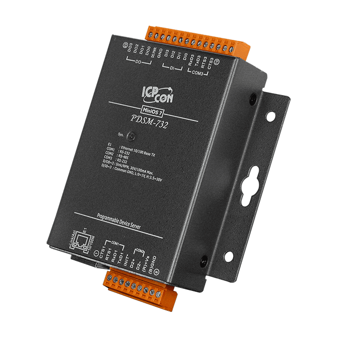 PDSM-732 Serial-to-Ethernet Device Server, 2x RS-232 + 1x RS-485, 4 DI/4 DO