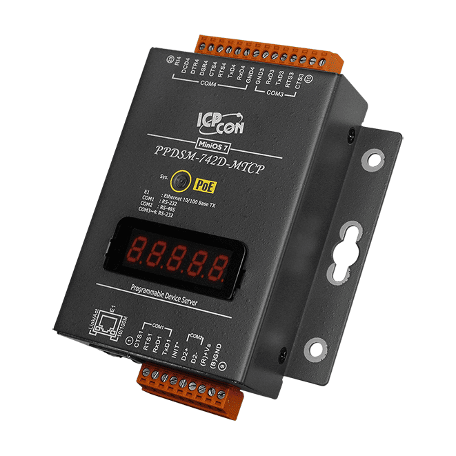 PPDSM-742D-MTCP Serial-to-Ethernet Device Server, 3x RS-232/1x RS-485, PoE