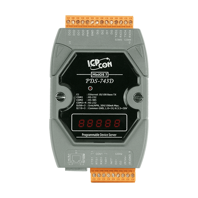 PDS-743D Programmable Serial-to-Ethernet Device Server, 3x RS-232/1x RS-485