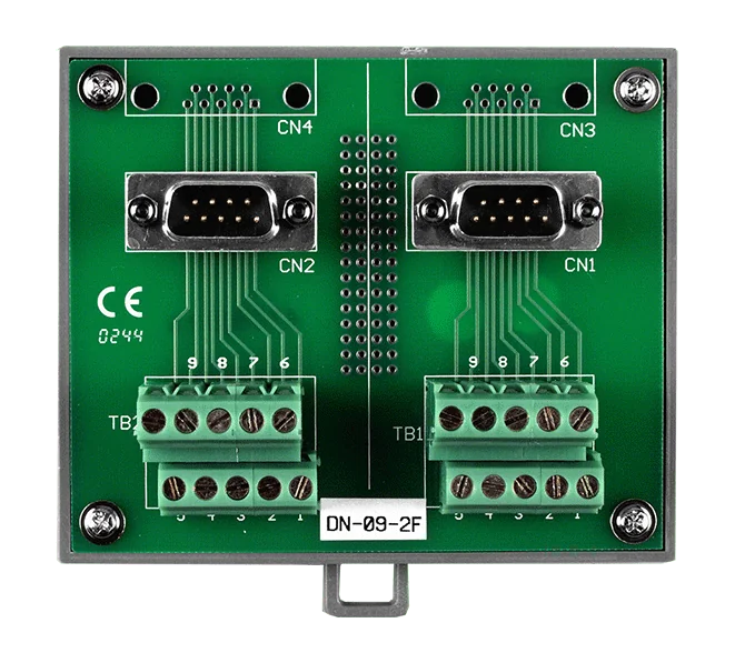DN-09-2F Two Male DB9 to Screw Terminal Board, DIN-rail Mount
