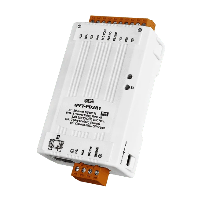 tPET-PD2R1 PoE Ethernet I/O Module, 2-ch DI and 1-ch Power Relay
