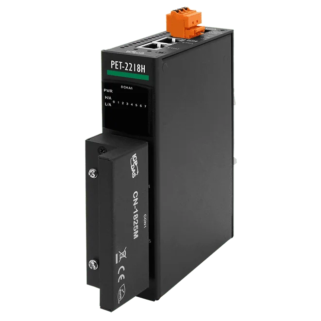 PET-2218H/S1 PoE I/O Module with 2-port Ethernet Switch, 8-ch High Speed Thermocouple Input, 100 S/s