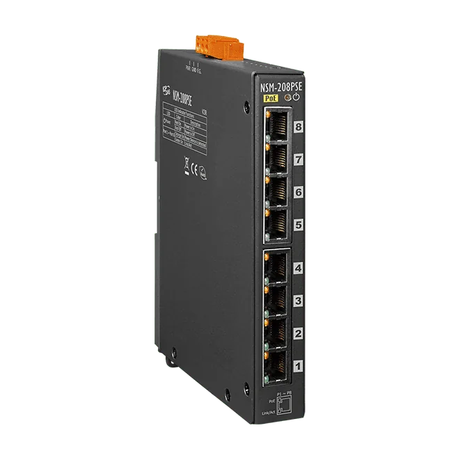 NSM-208PSE 8-Port Unmanaged PoE (PSE) Industrial Ethernet Switch