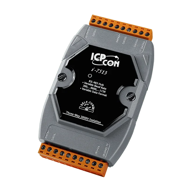 I-7513-G 3-Way Isolated RS-485 Active Star Wiring Hub, 3-ch Output