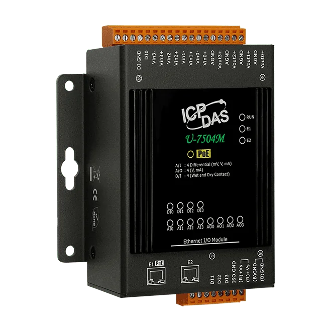 U-7504M OPC UA I/O Module, 4-ch DI, AI and AO with PoE