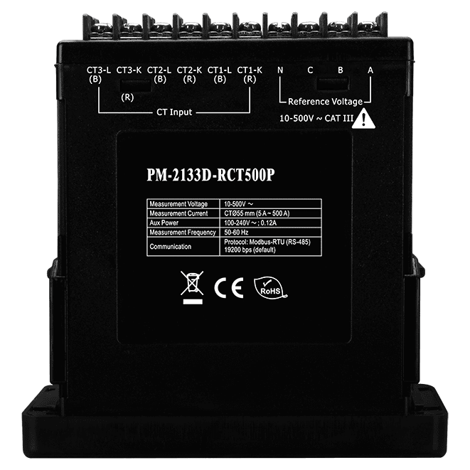 PM-2133D-RCT500P Modbus RTU 3-Phase Power Meter, 500 A Rogowski Coil CT