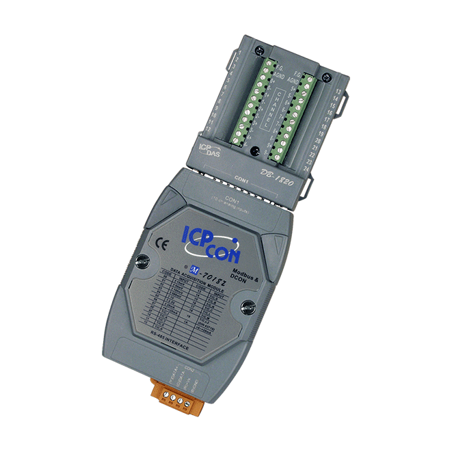 M-7018Z-G/S 10-ch Thermocouple Input Module using DCON and Modbus Protocols (Gray Cover)