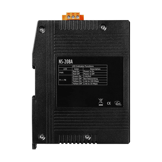 NS-208A Unmanaged 8-Port Industrial 10/100 Mbps Ethernet Switch