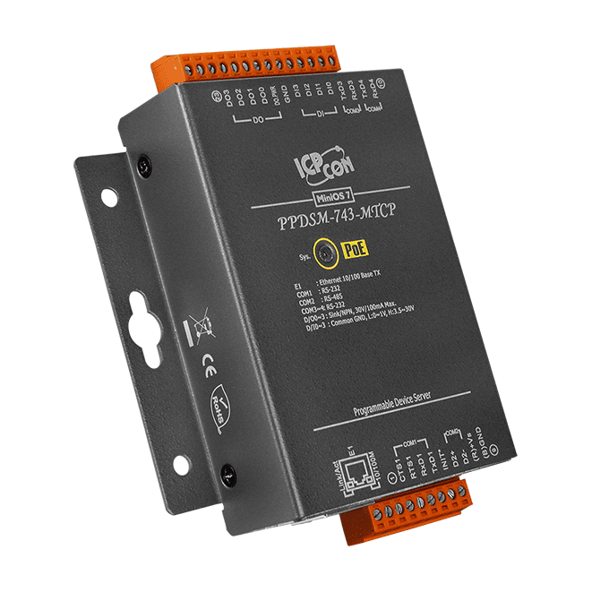 PPDSM-743-MTCP PoE Device Server, 3x RS-232 and 1x RS-485, Modbus TCP Gateway