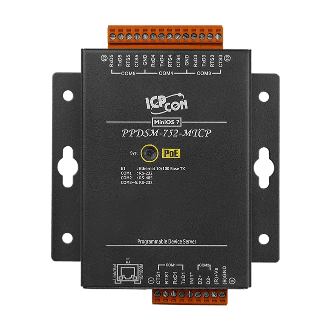 PPDSM-752-MTCP PoE Modbus Gateway Device Server, 4x RS-232/1x RS-485