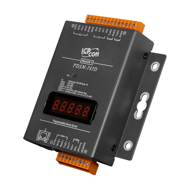 PDSM-743D Serial-to-Ethernet Device Server, 3x RS-232 + 1x RS-485, 4 DI/4 DO