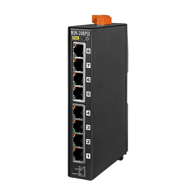 NSM-208PSE 8-Port Unmanaged PoE (PSE) Industrial Ethernet Switch