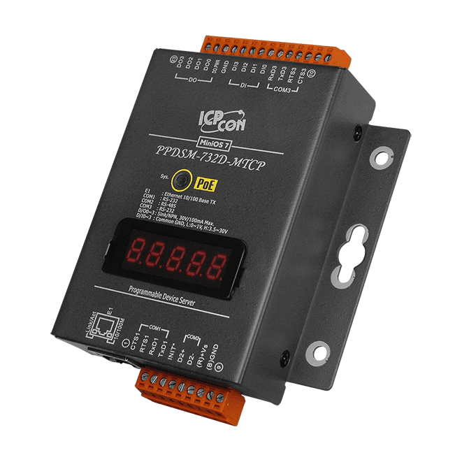 PPDSM-732D-MTCP PoE Serial-to-Ethernet Device Server, 2x RS-232 and 1x RS-485
