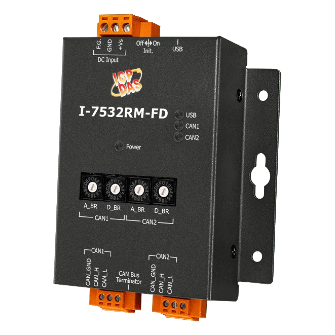 I-7532RM-FD 2-Port CAN/CAN FD Bridge with Rotary Baud Rate Switch