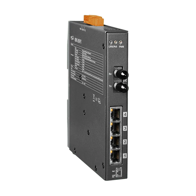 NSM-205PFT Unmanaged PoE Fiber Switch, 4 x RJ-45 PSE + 1 x 100Base-FX ST