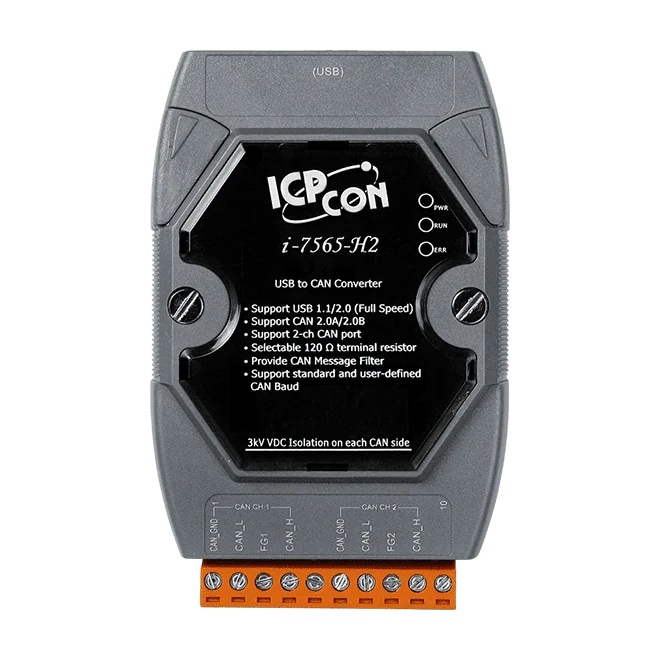 I-7565-H2-G USB to 2-Port CAN Bus Converter, 2500Vrms Isolated, 5 kbps to 1 Mbps