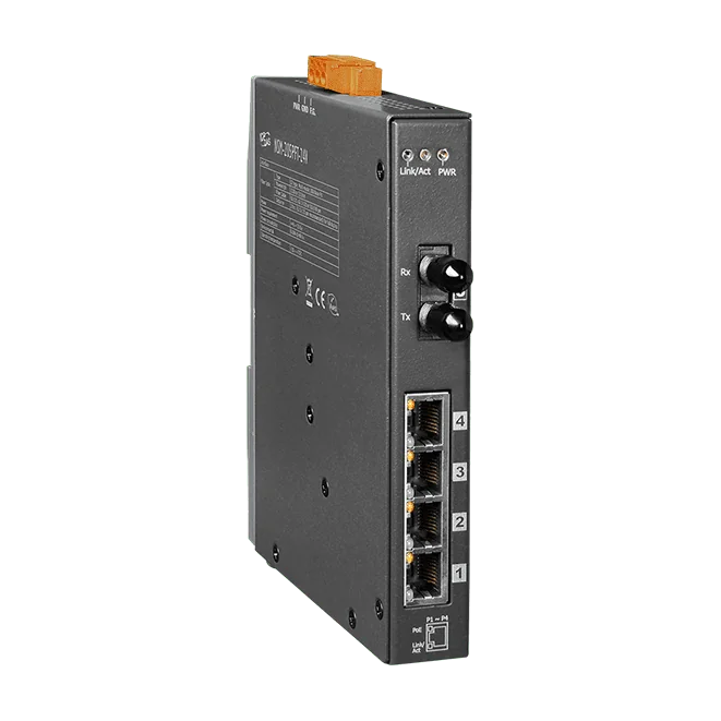 NSM-205PFT-24V Unmanaged PoE Switch, 4-port PSE with 100Base-FX Fibre