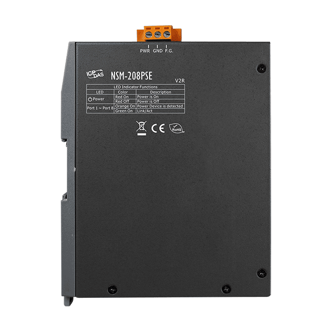 NSM-208PSE 8-Port Unmanaged PoE (PSE) Industrial Ethernet Switch