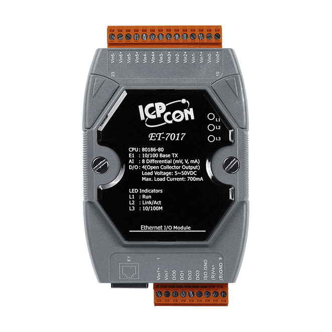 ET-7017 Ethernet I/O Module, 8-ch Analogue Input, 4-ch Digital Output