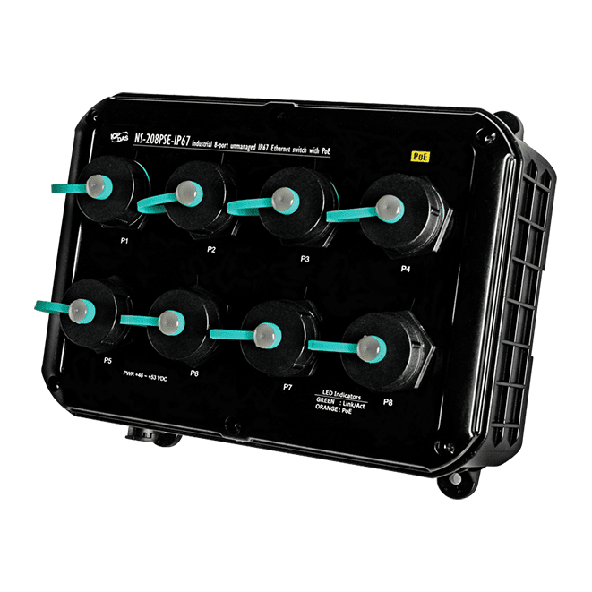 NS-208PSE-IP67 IP67 Unmanaged PoE PSE Ethernet Switch, 8 x 10/100M Ports
