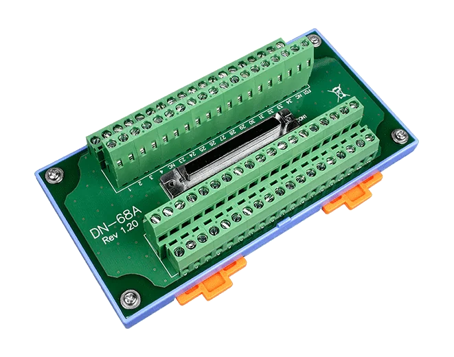 DN-68A 68-pin SCSI-II Female I/O Connector Block, DIN-rail