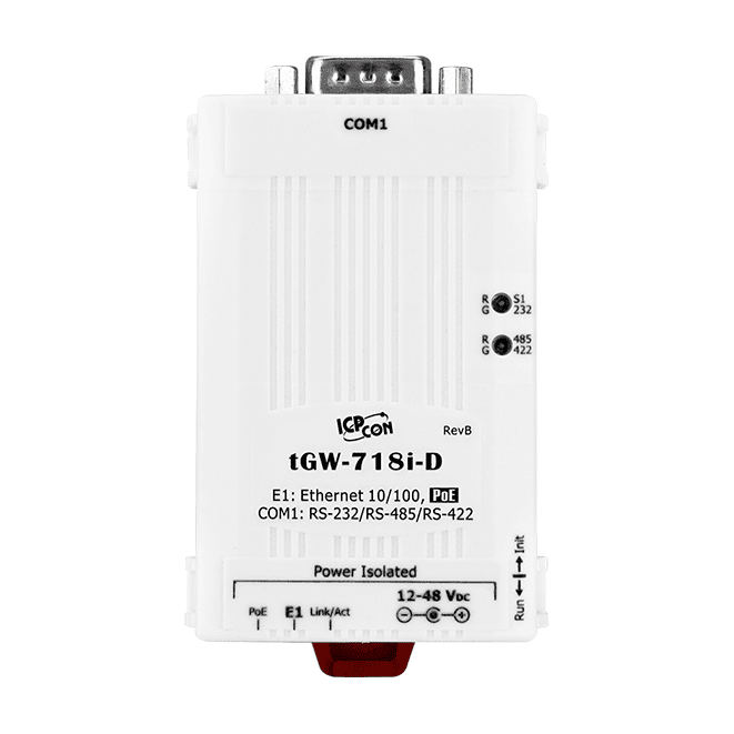 tGW-718i-D Modbus TCP to RTU/ASCII Gateway, 1-port RS-232/422/485, PoE