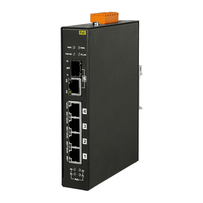 NSM-205GP PoE+ Gigabit Unmanaged Ethernet Switch, 4-Port PSE with SFP Combo