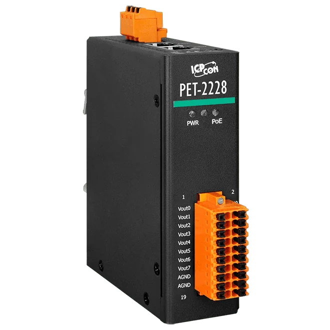 PET-2228 PoE Ethernet I/O Module, 8-ch Analog Output