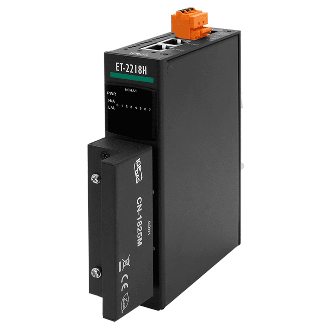 ET-2218H/S1 Ethernet I/O Module with 2-port Ethernet Switch, 8-ch High Speed Thermocouple Input, 100 S/s