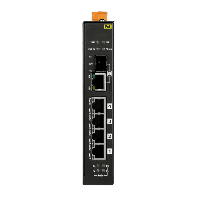 NSM-205GP PoE+ Gigabit Unmanaged Ethernet Switch, 4-Port PSE with SFP Combo