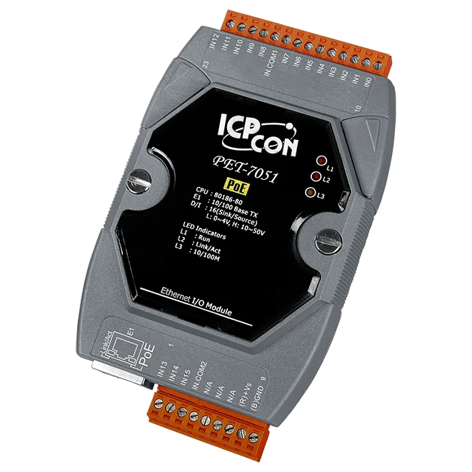 PET-7051 PoE I/O Module, 16-ch Wet Contact Digital Input