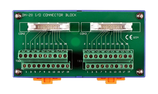 DN-20/N Two 20-pin Header to Screw Terminal Board, 5.08 mm Pitch
