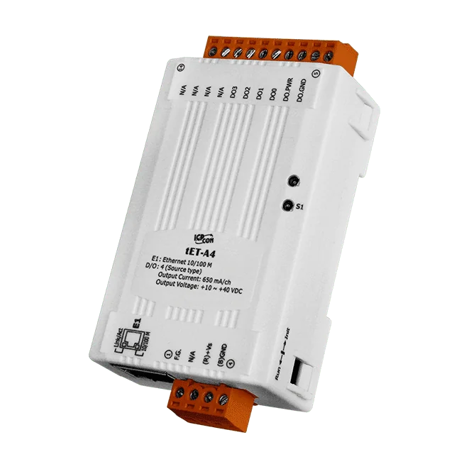 tET-A4 Tiny Ethernet I/O Module, 4-ch Digital Output (PNP Source)
