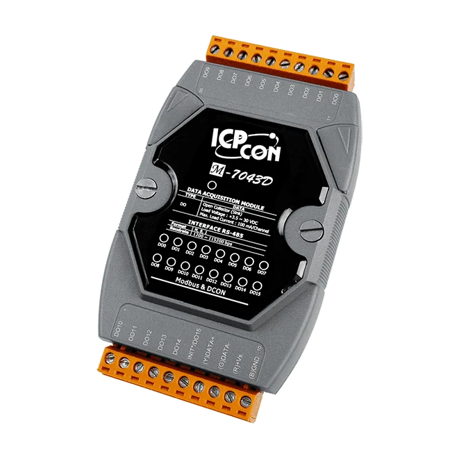 M-7043D-G RS-485 16-ch Sink DO Module with LED Display, Modbus RTU/DCON
