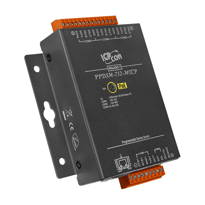 PPDSM-752-MTCP PoE Modbus Gateway Device Server, 4x RS-232/1x RS-485