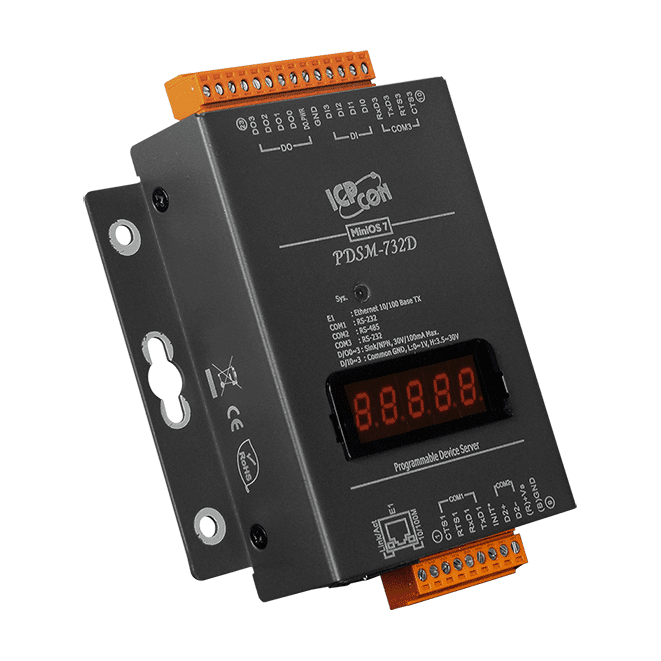 PDSM-732D Programmable Serial-to-Ethernet Device Server, 2x RS-232 and 1x RS-485