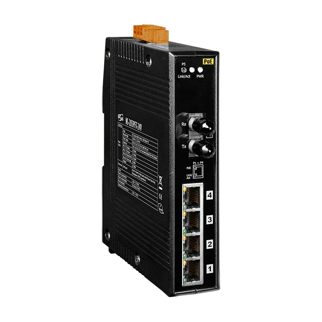 NS-205PFT-24V PoE Ethernet Switch, 4-port PSE + 1 Multi-mode Fibre Port