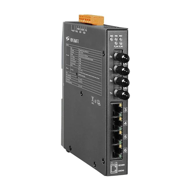 NSM-206AFT-T Unmanaged Ethernet Switch, 4x RJ-45 + 2x Multi-Mode ST Fiber